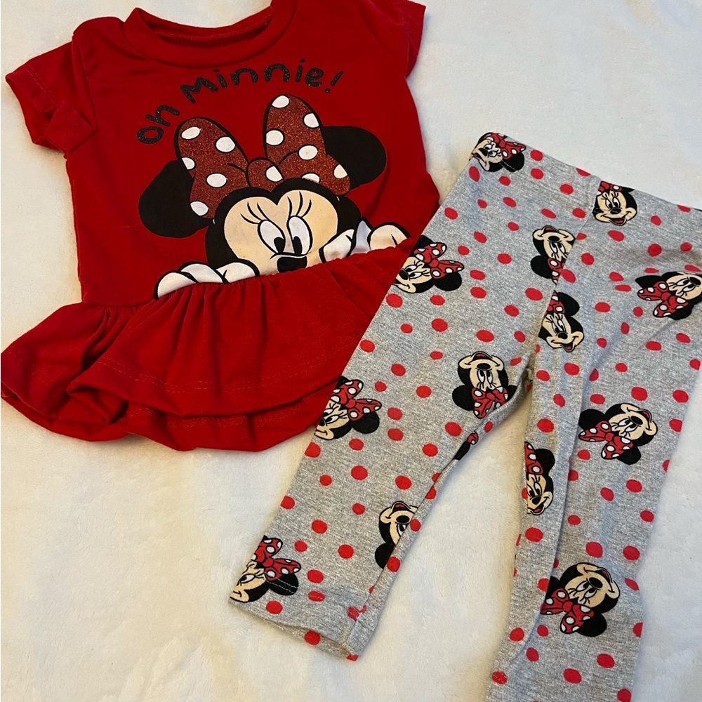 12 month girls Minnie Mouse 2 pc outfit